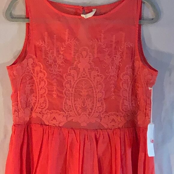 Love Marks Shear Barbie Pink Crew Neck Sleeveless Fit & Flare Cut Out Back L - Picture 2 of 11